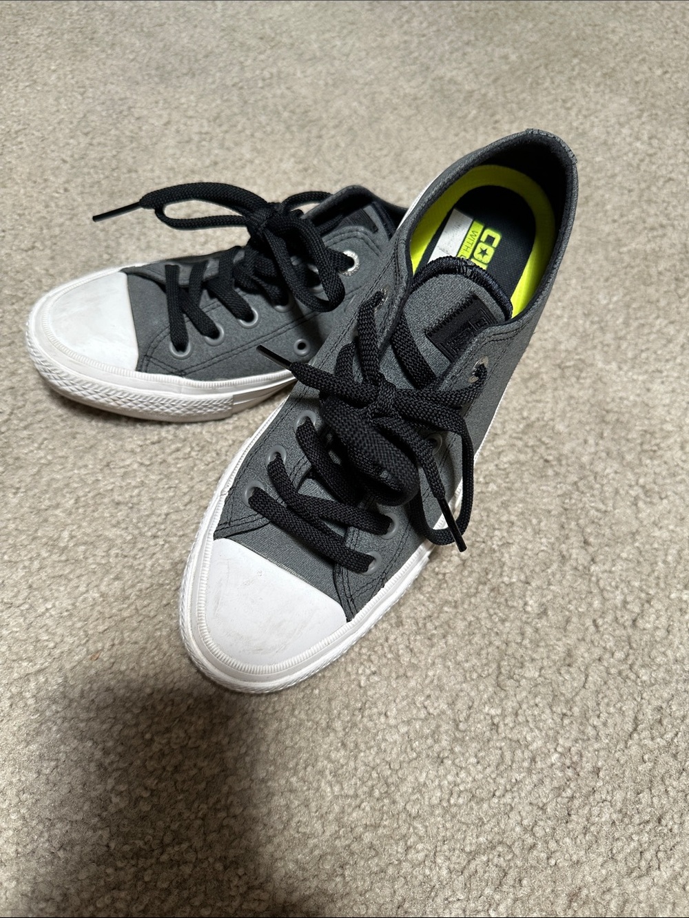 Casual Women's Low-Top Canvas Sneakers in Gray and White worn twice